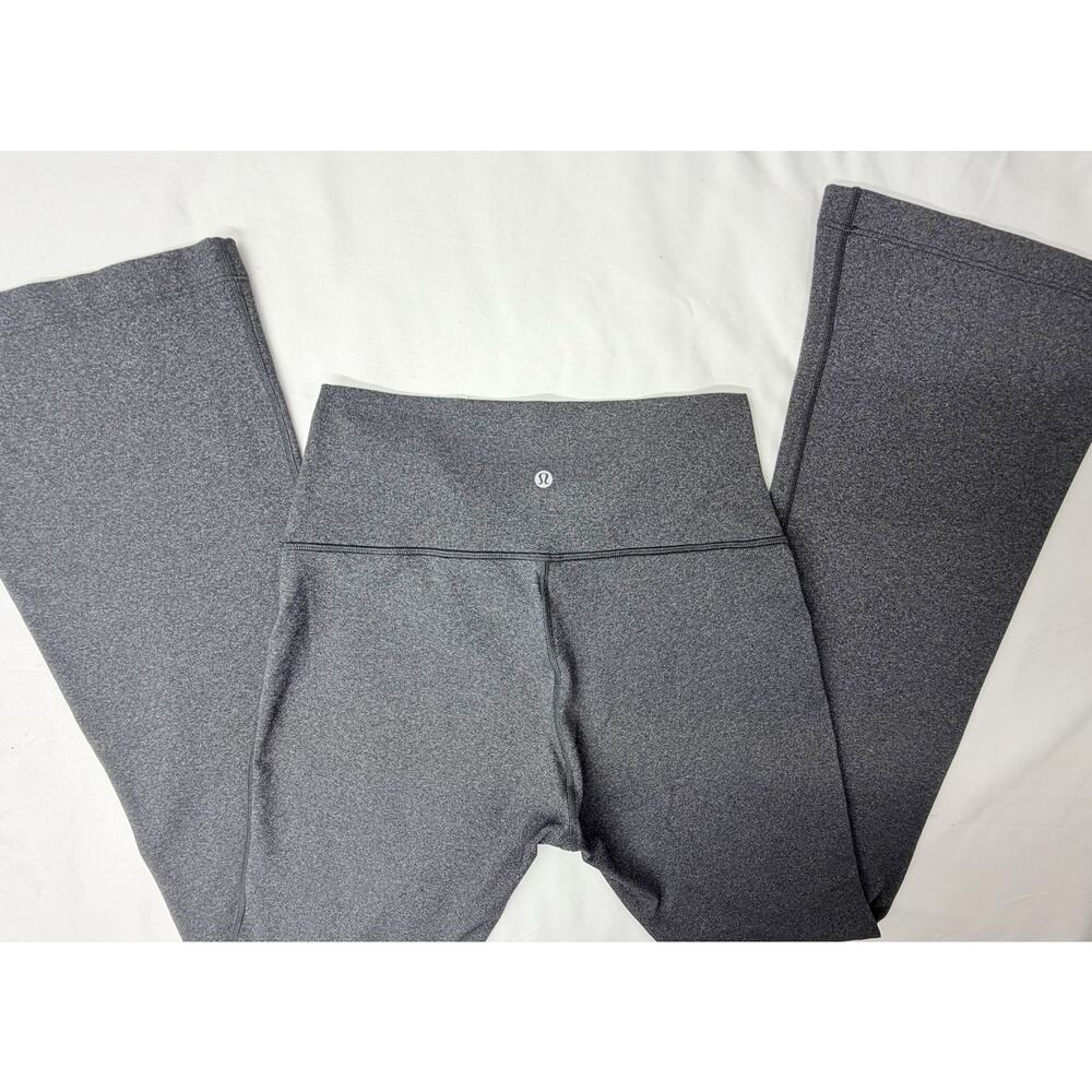 Lululemon Groove Pants Womens 10 Gray Heather High Rise Flare Yoga Leggings